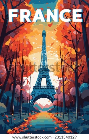 Tour Eiffel Paris, Eiffel Tower, France landscape, Vector illustration