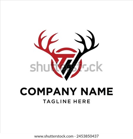 TH Letter Deer Antlers Logo Design Vector Icon Graphic Illustration, design inspiration.