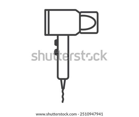 Hair dryer Line Icon vector fashion hairdryer of hairdresser to blow-dry and electric hair-dryer blower illustration. Barber styling appliance. Vector illustration Dyson.