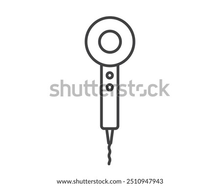 Hair dryer Line Icon vector fashion hairdryer of hairdresser to blow-dry and electric hair-dryer blower illustration. Barber styling appliance. Vector illustration Dyson.