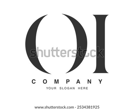 OI logo design. Initial letter o and i serif font style. Creative classic company name typography. Trendy logotype or identity. Vector illustration.