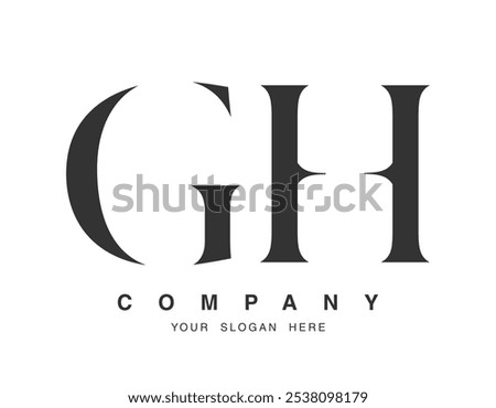 GH logo design. Initial letter g and h serif font style. Creative classic company name typography. Trendy logotype or identity. Vector illustration.