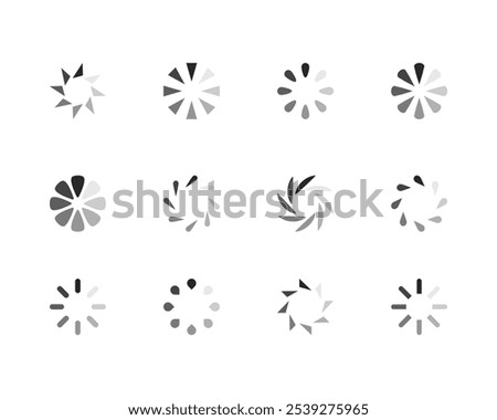 Collection Loading bar status icon. Vector illustration. Set of vector loaded icons. Download progress. Donload or Upload.