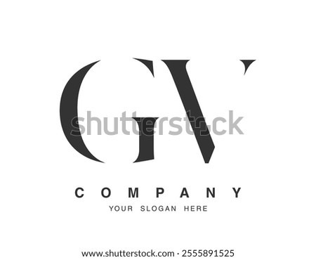 GV logo design. Initial letter g and v serif font style. Creative classic company name typography. Trendy logotype or identity. Vector illustration.