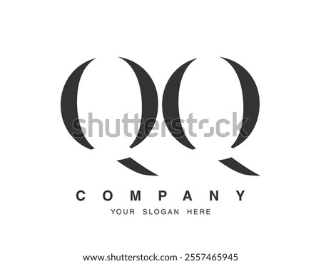 QQ logo design. Initial letter q and q serif font style. Creative classic company name typography. Trendy logotype or identity. Vector illustration.