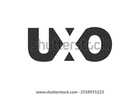 UXO logo design. Initial letter U X O bold font style for tech startups, consulting, corporate branding. Creative company name, headlines typography identity, trendy logotype. Vector illustration.