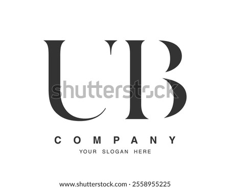 UB logo design. Initial letter u and b serif font style. Creative classic company name typography. Trendy logotype or identity. Vector illustration.