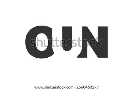 OUN logo design. Initial letter O U N bold font style for tech startups, consulting, corporate branding. Creative company name, headlines typography identity, trendy logotype. Vector illustration.