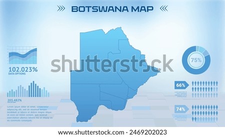 Blue Botswana Map with States, Political Botswana infographic map vector illustration
