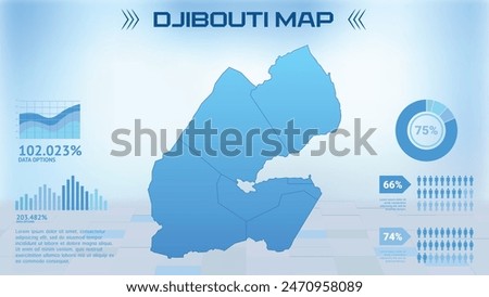 Blue Djibouti Map with States, Political Djibouti infographic map vector illustration