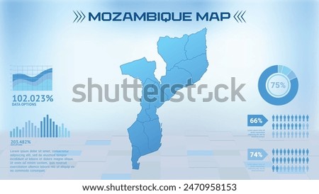 Blue Mozambique Map with States, Political Mozambique infographic map vector illustration