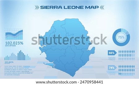 Blue Sierra Leone Map with States, Political Sierra Leone infographic map vector illustration