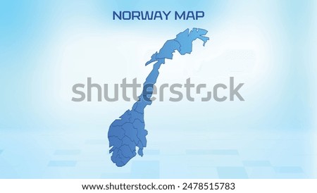 Blue detailed map of Norway with States administrative divisions. Political Norway map vector illustration.