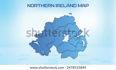 Blue detailed map of Northern Ireland with States administrative divisions. Political Northern Ireland map vector illustration.