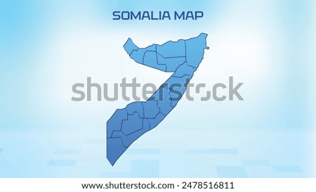 Blue detailed map of Somalia with States administrative divisions. Political Somalia map vector illustration.