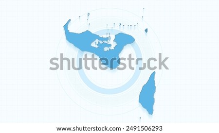 Blue Map of Tonga, Tonga map with borders of the states, country high detailed illustration map.