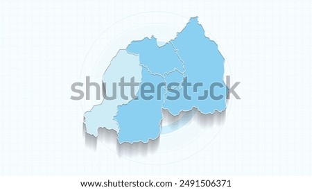 Blue Map of Rwanda, Rwanda map with borders of the states, country high detailed illustration map.