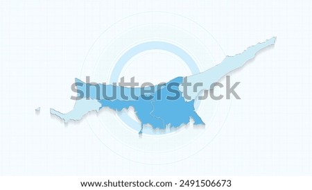 Blue Map of Northern Cyprus, Northern Cyprus map with borders of the states, country high detailed illustration map.