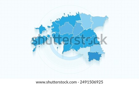 Blue Map of Estonia, Estonia map with borders of the states, country high detailed illustration map.