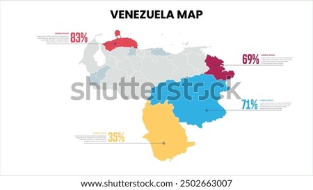 Venezuela Modern Map Percentage Infographic Template, Detailed infographic map of Venezuela