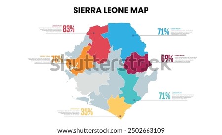 Sierra Leone Modern Map Percentage Infographic Template, Detailed infographic map of Sierra Leone