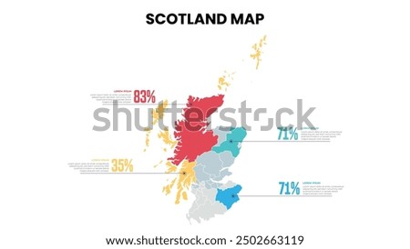 Scotland Modern Map Percentage Infographic Template, Detailed infographic map of Scotland