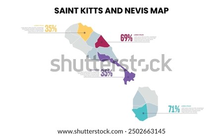 Saint Kitts and Nevis Modern Map Percentage Infographic Template, Detailed infographic map of Saint Kitts and Nevis