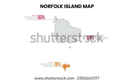 Norfolk Island Modern Map Percentage Infographic Template, Detailed infographic map of Norfolk Island