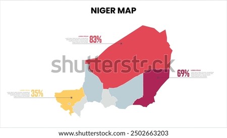 Niger Modern Map Percentage Infographic Template, Detailed infographic map of Niger