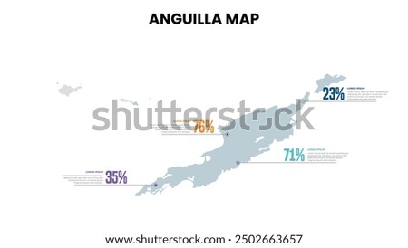 Anguilla Modern Map Percentage Infographic Template, Detailed infographic map of Anguilla