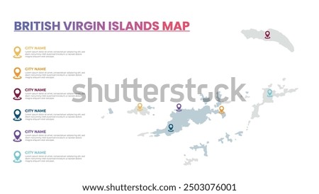 British Virgin Islands Modern Map Infographic Template, Detailed infographic map of British Virgin Islands Popular City