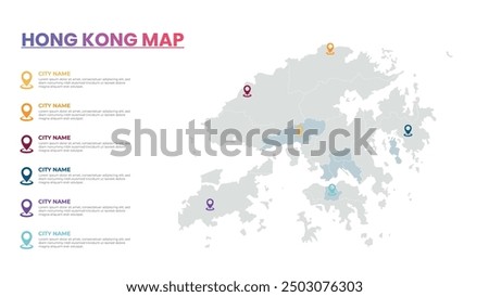 Hong Kong Modern Map Infographic Template, Detailed infographic map of Hong Kong Popular City