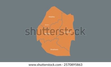 Modern Map of Swaziland with Interactive Features, Flat design Swaziland outline map.