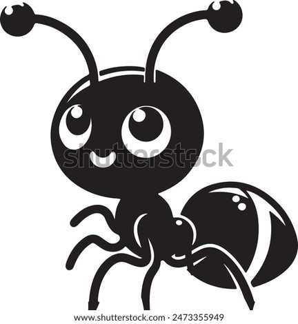  ant silhouette vector illustration ,Queen Ant Icon Isolated on Black and White Vector Graphic