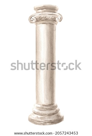 Classic antique marble column, Hand drawn watercolor  illustration,  isolated on white background Foto stock © 