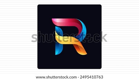 Stylish Colorful R Letter Monogram, Minimal Colorful Logo R Letter, R Character Logo Symbol