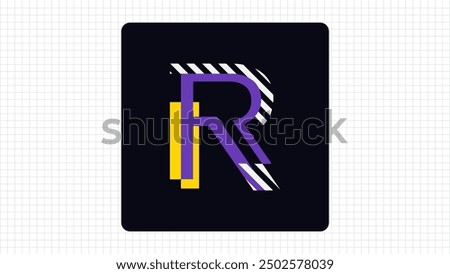 Creative R Letter Vector Colorful Logo, Stylish Cut Lines Logo Sign R Letter, R Character Logo Symbol