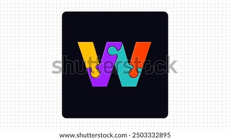 Creative W Letter Vector Puzzle Logo, Stylish Colorful Parts Logo Sign W Letter, W Character Logo Symbol