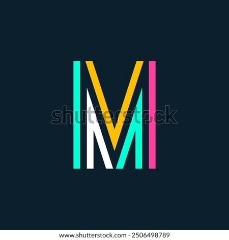 Creative M Letter Dual Line Typography Logo, Creative M Letter Multiline Minimal Logo Sign, M Character Logo Symbol