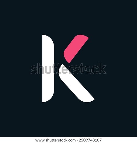 Multicolour K Letter Vector Rounded Logo, Minimal K Alphabet Logo Sign Letter, K Letter Typography Sign and Symbol