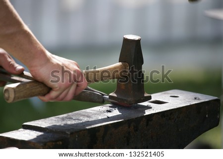 blacksmith at work using traditional methods