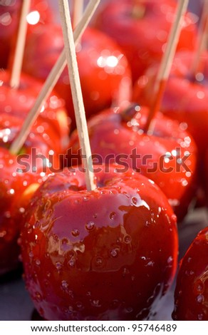 sticky toffee apples food background