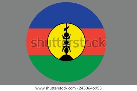 New Caledonia Flag. National New Caledonia flag. Flag of New Caledonia and round flag
