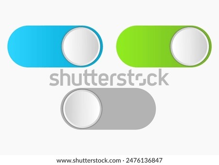 Editable switch icon on and off,actived and desactivated set in brightness in the settings of a smart mobile device in eps vector
