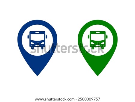 Map pointer with bus icon . bus station and location pin icon vector . bus station location pin icon ux ui destination,direction