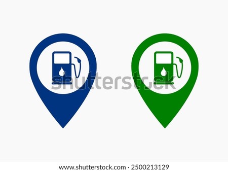  Map pointer with gas pump icon .gas station and location pin icon vector .petrol pump location pin icon ux ui destination,direction