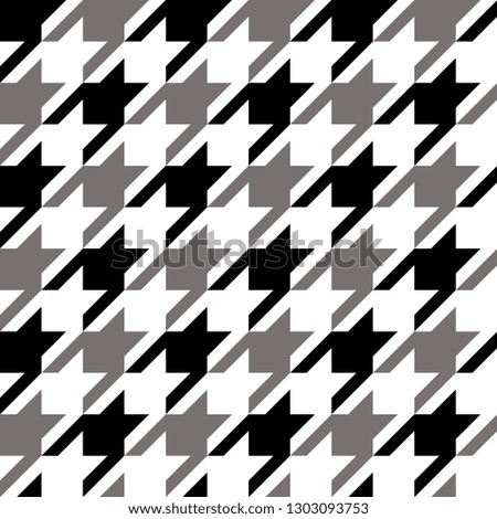 Houndstooth classic motif black and white template. Simple geometric pie de poul allover print block for apparel textile, garment, wear fabric, man scarf, cloth. Eighties fashion design vector graphic