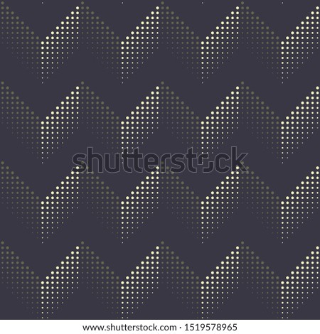 Modern herringbone pattern halftone textured surface. Pin dot line zig zag waves allover design. Simple geometric repeat print block for fabric textile, wrapping, paper bag, gift box, web background.
