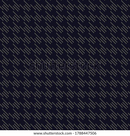 Goose foot pattern background classic tweed fabric texture. Houndtooth check simple geo allover design. Print block for apparel textile, garment, ladies dress, man shirt, suit, jacket, accessories.