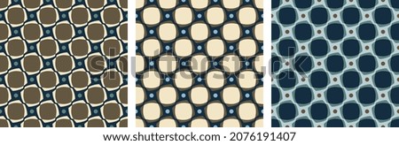 Modern masculine geometric motif basic twisted pattern continuous background. Geometrical style fabric design. Textile swatch ladies dress, man shirt all over print block. Blue, khaki, white palette.